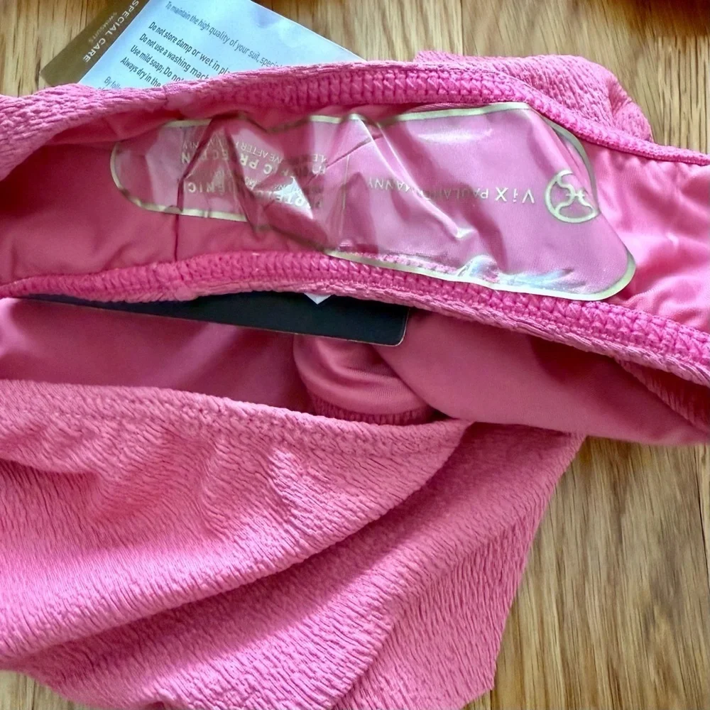 Vix Imani Bandeau + Imani Hot Pants Bikini Set Pink (Top S / Bottom M) NWT